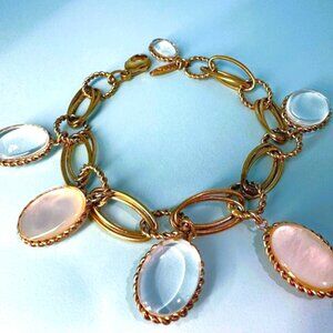 Vintage CALGARO Italian 925 gold Moonstone Garland of Links Bracelet…